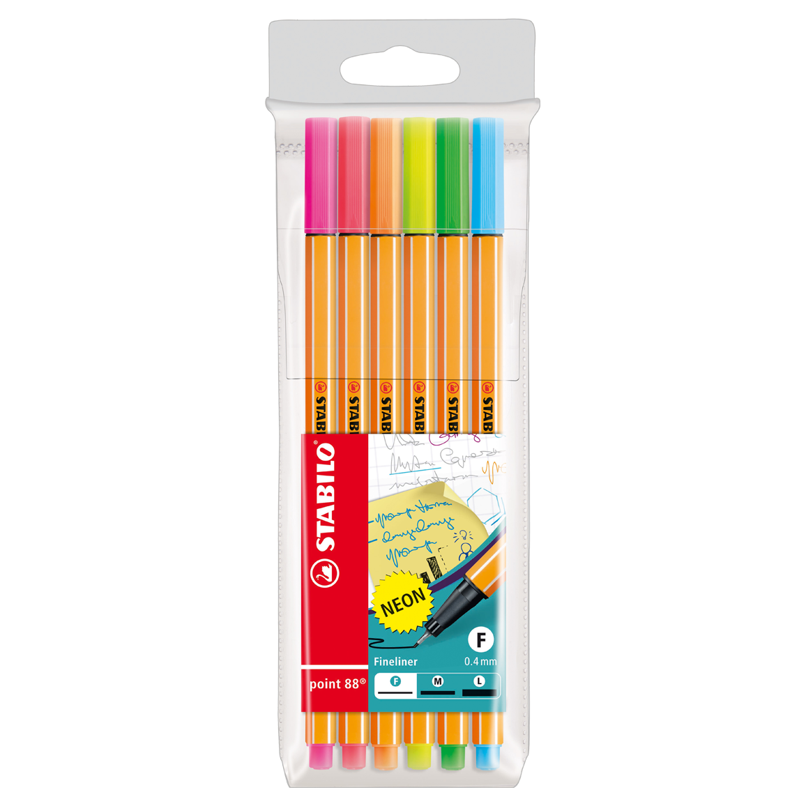 Stabilo Point 88 Pens | Pack of 6, Neon Tones