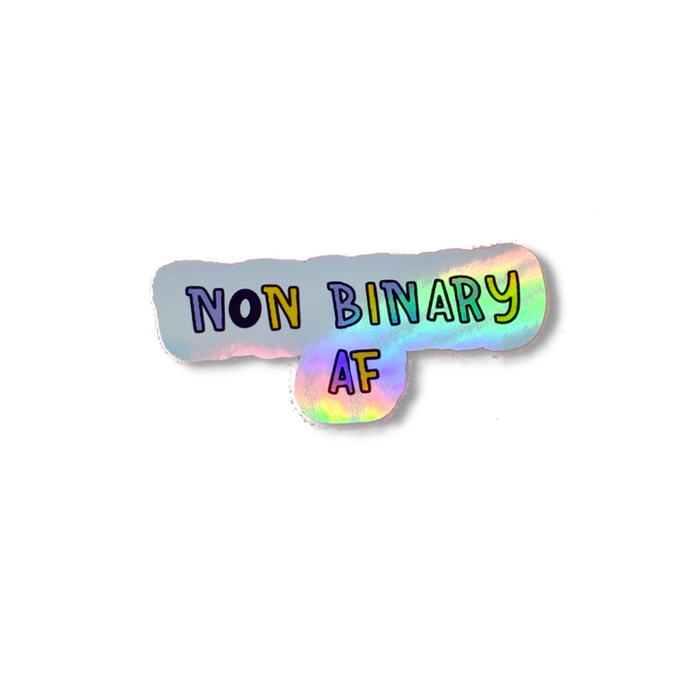 Non Binary Holographic Vinyl Sticker, Enby Sticker