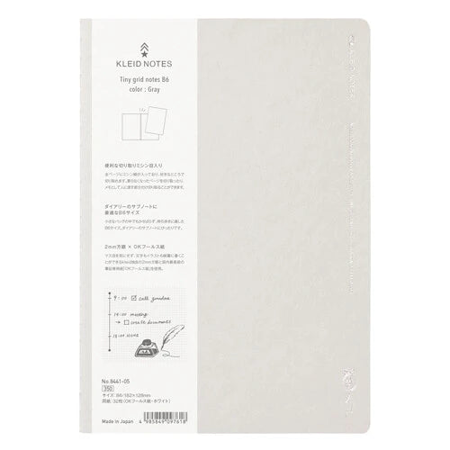 Kleid 2mm Tiny Grid Notebook - B6 Size, Light Grey