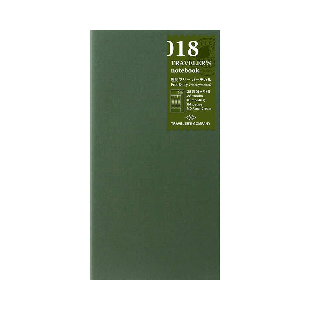 TN Traveler's Notebook Refill 018 (Weekly Free Diary Vertical) - Regular Size