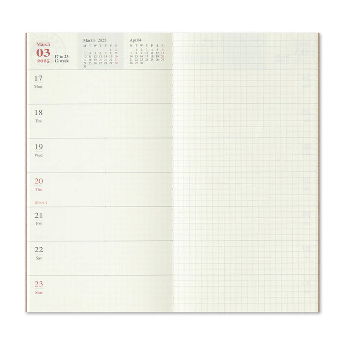 TN Traveler's Notebook - 2025 Weekly + Memo Refill (Regular Size)