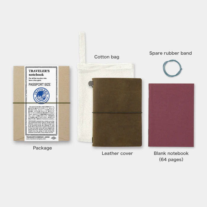 TN Leather Journal Starter Kit - Olive (Passport Size)