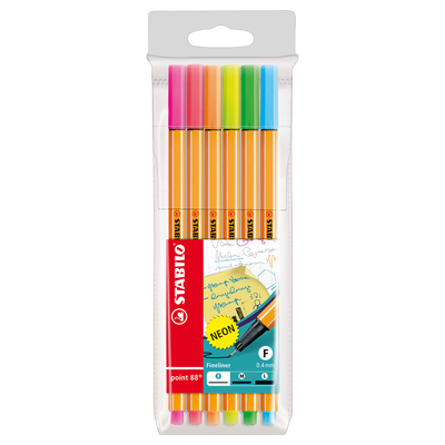 Stabilo Point 88 Pens | Pack of 6, Neon Tones