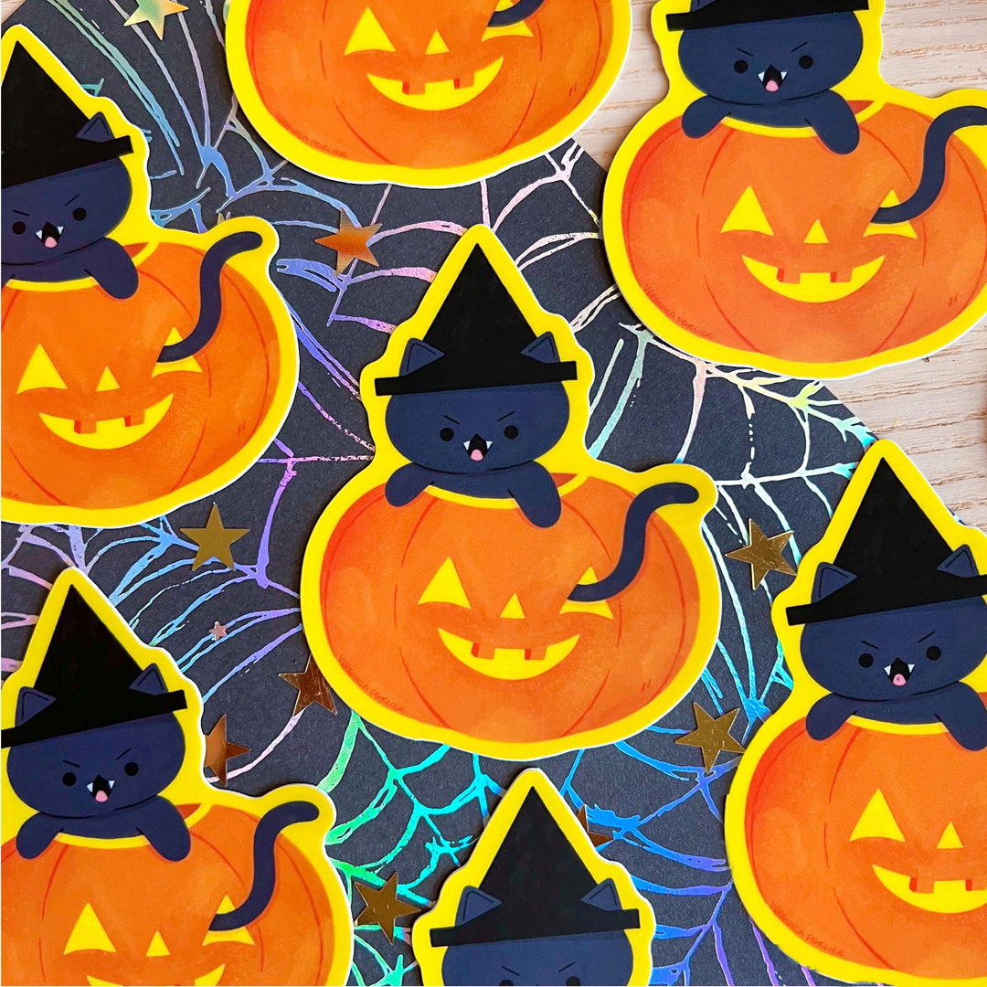 Witchy Cat Vinyl Sticker | by Veronica Porlier