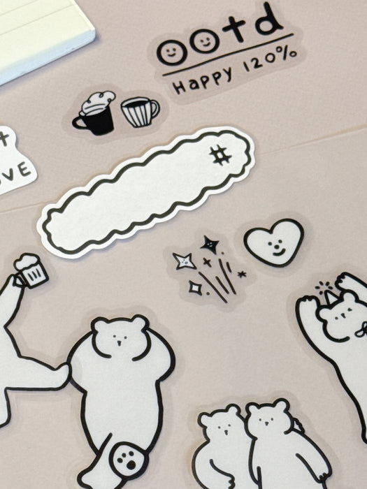 BGM Sticker Flakes - YURUKU IKO-YO: Bear Café