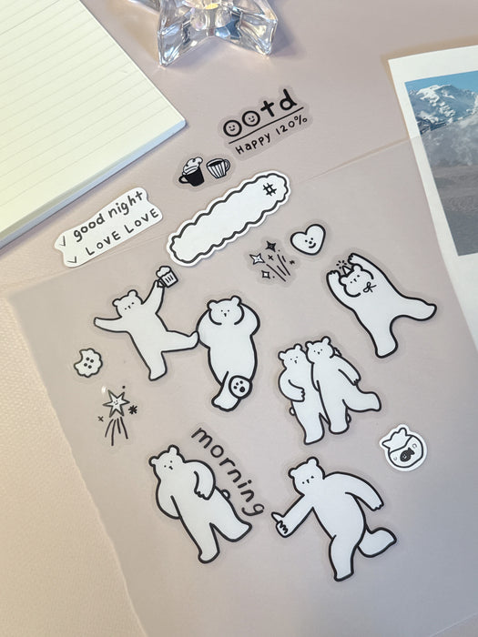 BGM Sticker Flakes - YURUKU IKO-YO: Bear Café