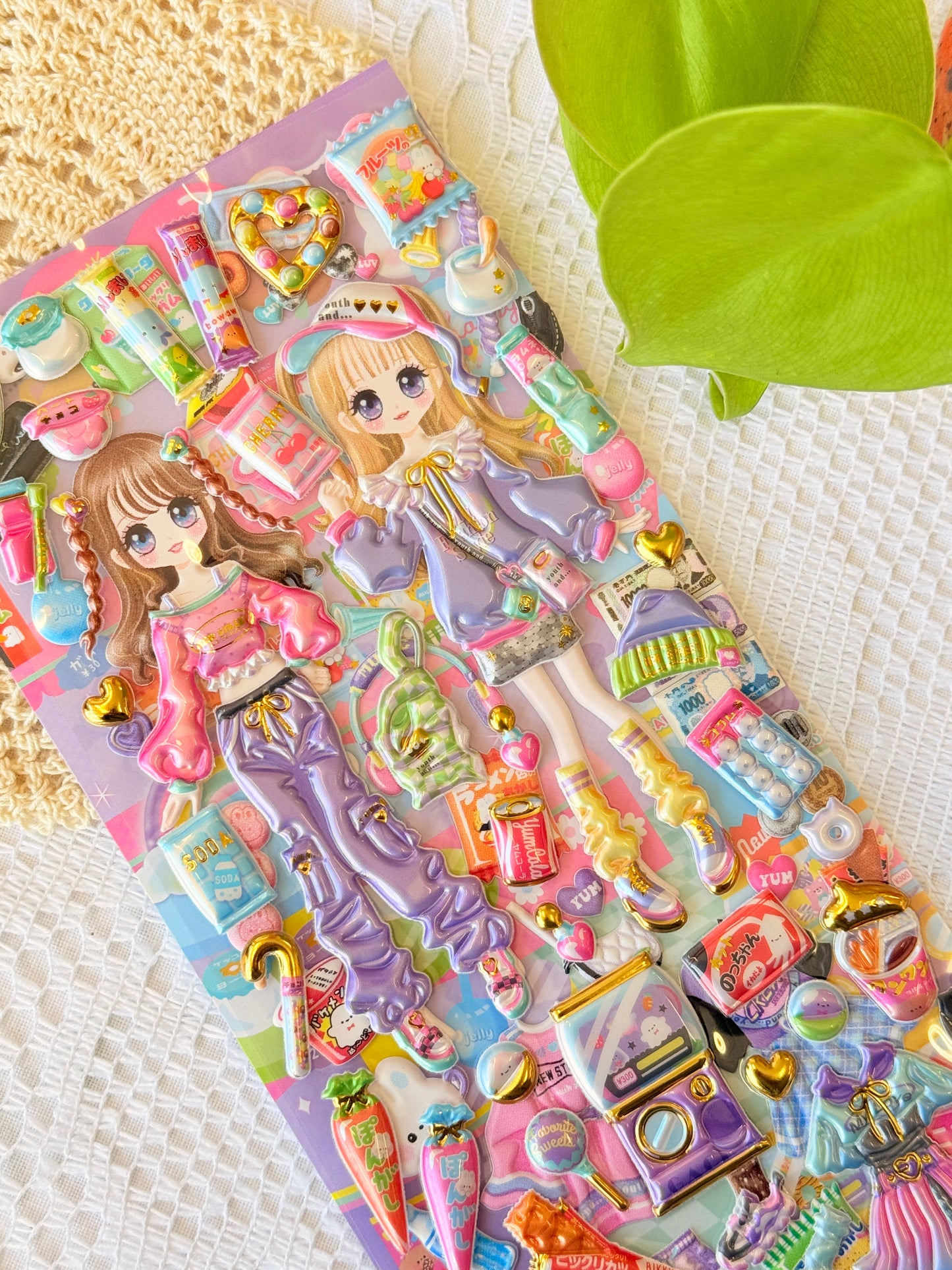 Q-LiA Sticker Sheet - Kawaii Dress-Up Puffy Sticker Set (2 Sheets) // sweet treats