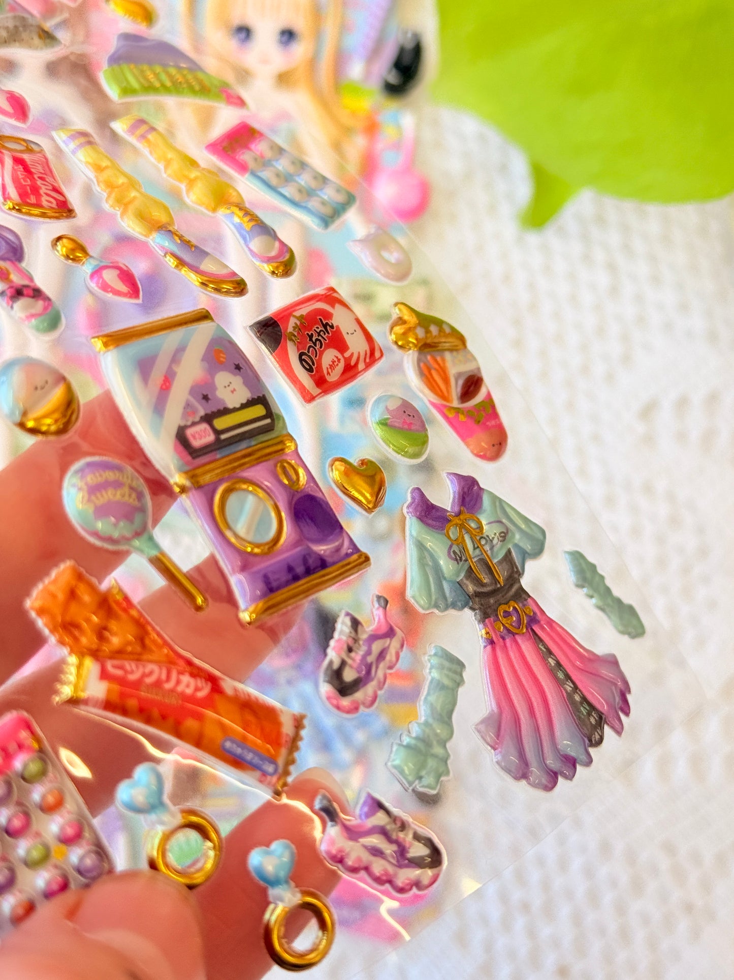 Q-LiA Sticker Sheet - Kawaii Dress-Up Puffy Sticker Set (2 Sheets) // sweet treats