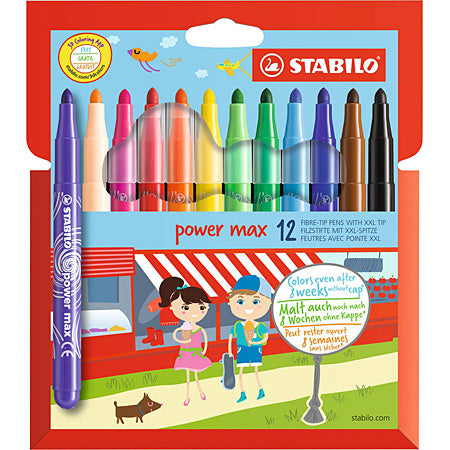 Stabilo Power Max Markers - 12 markers