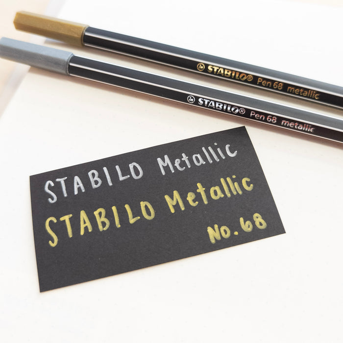 STABILO Metallic Premium Felt Tip Pen - No. 68 Metallic Gold, No. 68 Metallic Silver
