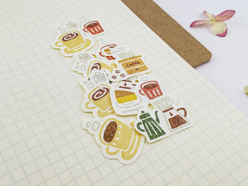 Washi Flake Stickers - Coffee Time
