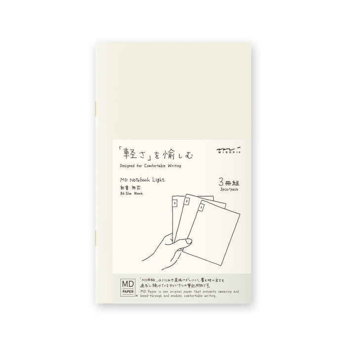 Midori MD Notebook Light 3-pack | B6 Blank (slim)