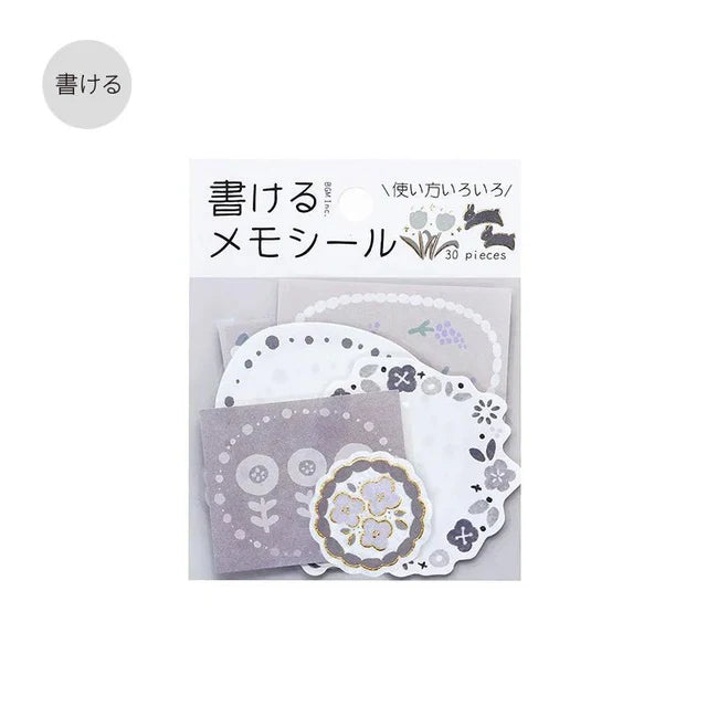 BGM Memo Stickers - Flowers/Gray