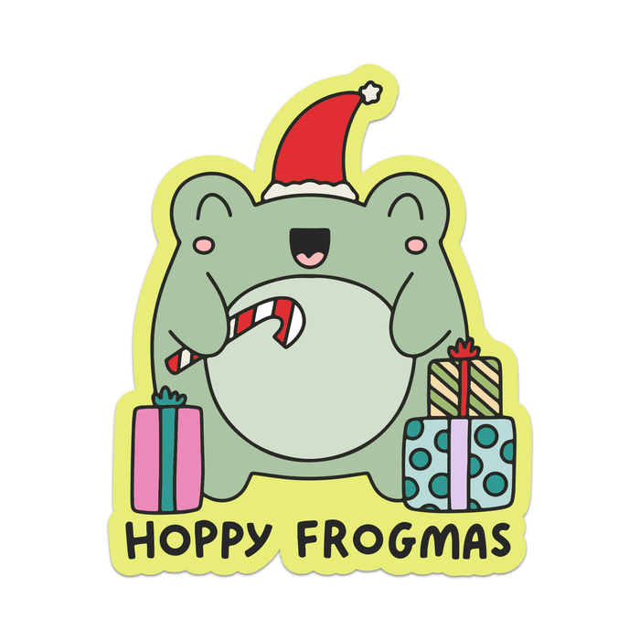 Hoppy Frogmas Sticker | Christmas Vinyl Sticker