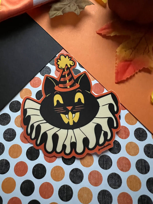 Vintage Halloween Cat Vinyl Sticker