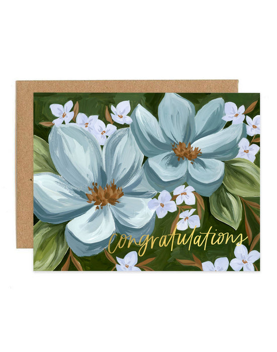 Blue Floral Congrats Card
