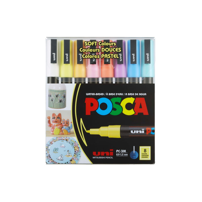 POSCA Acrylic Paint Marker | PC-5M Medium | Soft Colours | Set of 8