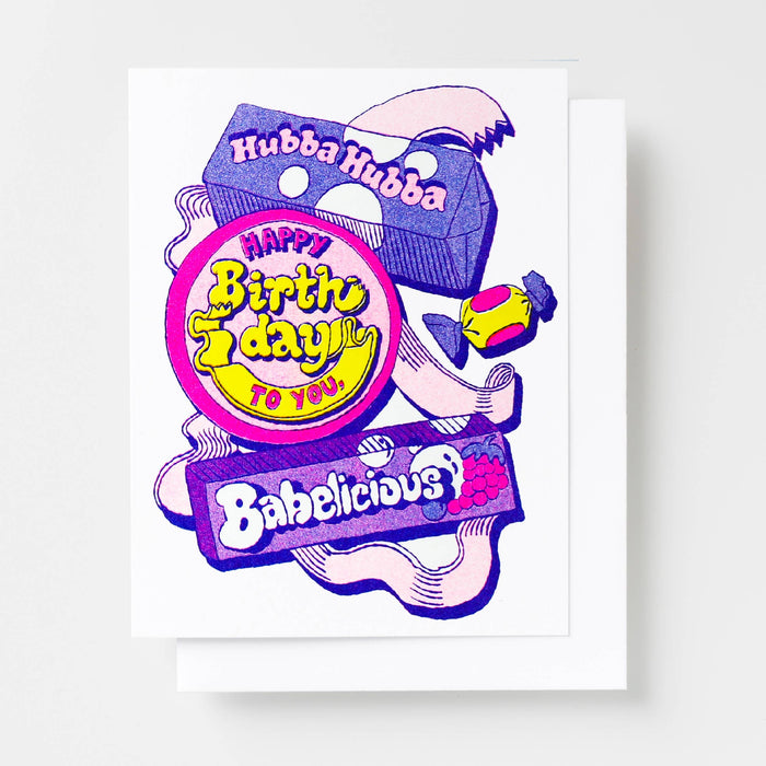 Happy Birthday Hubba Hubba Babelicious Risograph Card